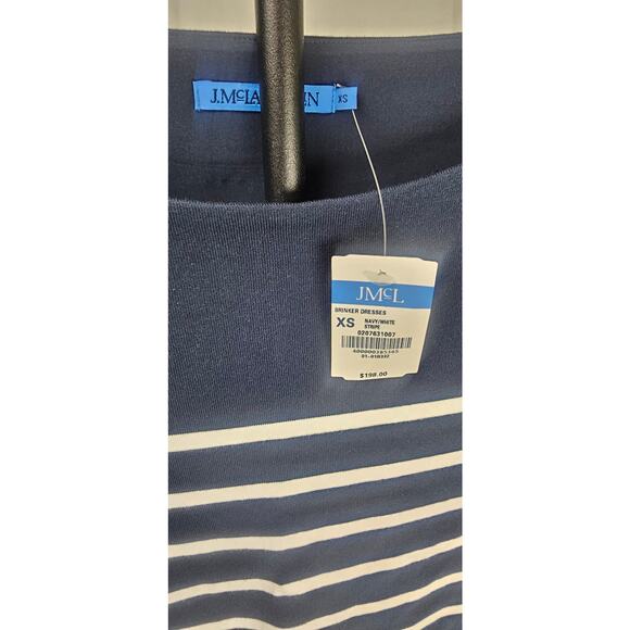 J. McLaughlin Brinker Dress XS Navy/White Stripe - NWT $198 Retail - Picture 3 of 5